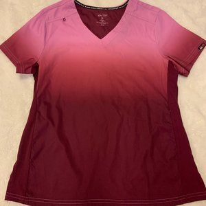 Koi Women's Pink to Burgundy Ombre V-Neck Top